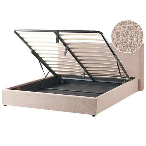 Lit Ottoman Bouclé Lavaur 180 X 200 Cm Taupe