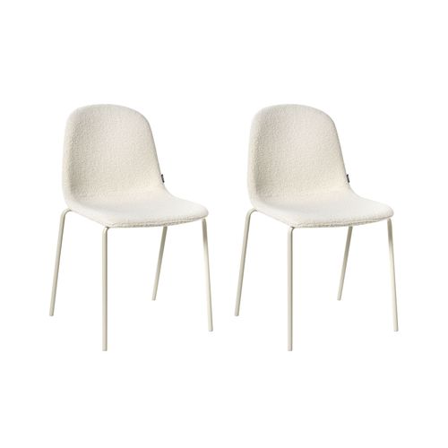 Lot De 2 Chaises De Conférence Loma Bouclé Blanc Cassé