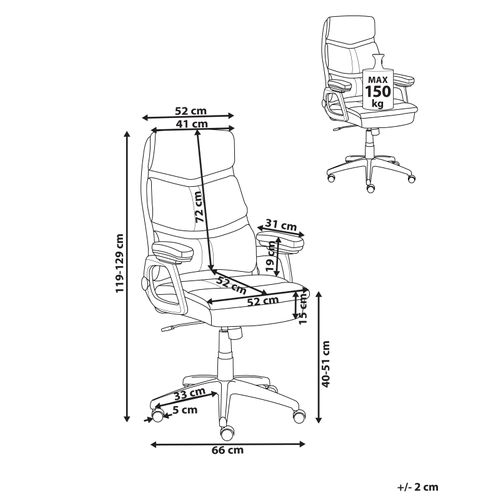 Fauteuil De Bureau Ruler Cuir Pu Noir