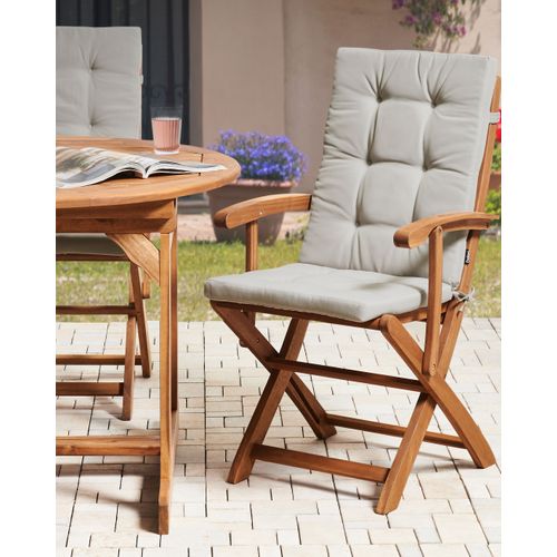 Lot De 2 Chaises De Jardin Avec Coussins Maui Premium Acacia Taupe
