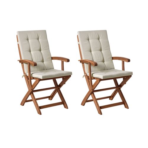 Lot De 2 Chaises De Jardin Avec Coussins Maui Premium Acacia Taupe