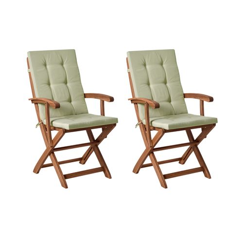 Lot De 2 Chaises De Jardin Avec Coussins Maui Premium Acacia Vert Clair