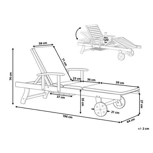 Transat Avec Coussin Amantea Premium Ii Acacia Gris Clair