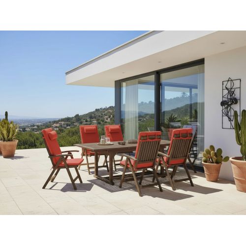 Lot De 6 Coussins De Jardin Java/amantea Premium 50 X 70 Cm Rouge