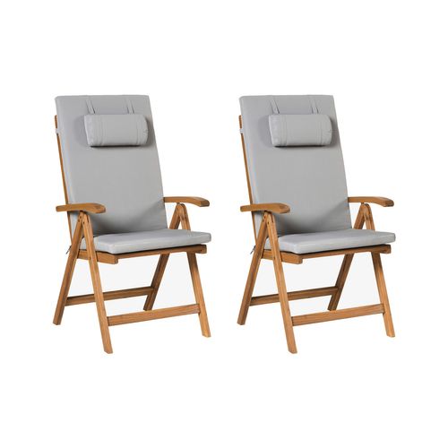 Lot De 2 Chaises De Jardin Avec Coussins Java Premium Acacia Gris Clair
