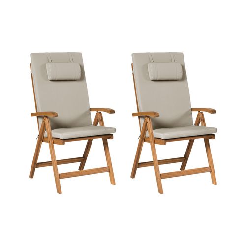 Lot De 2 Chaises De Jardin Avec Coussins Java Premium Acacia Taupe