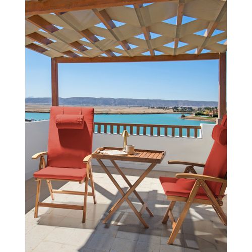 Lot De 2 Chaises De Jardin Avec Coussins Java Premium Acacia Rouge