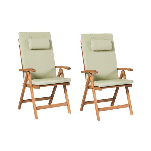 Lot De 2 Chaises De Jardin Avec Coussins Java Premium Acacia Vert