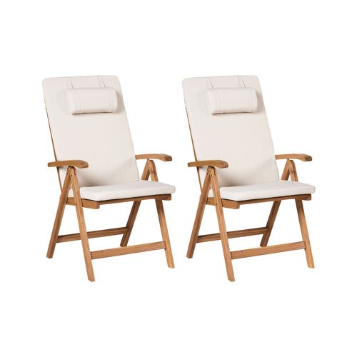 Lot De 2 Chaises De Jardin Avec Coussins Java Premium Acacia Beige Clair