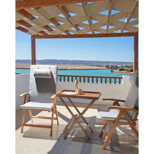 Lot De 2 Chaises De Jardin Avec Coussins Java Premium Acacia Mélange De Gris