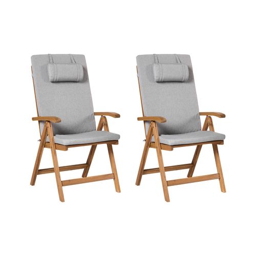 Lot De 2 Chaises De Jardin Avec Coussins Java Premium Acacia Mélange De Gris