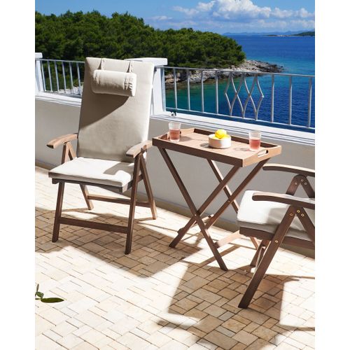 Lot De 2 Chaises De Jardin Avec Coussins Amantea Premium Acacia Taupe