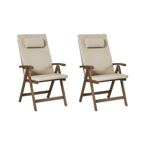 Lot De 2 Chaises De Jardin Avec Coussins Amantea Premium Acacia Taupe