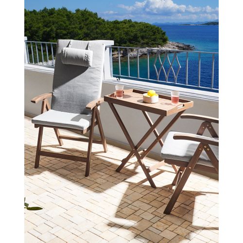 Lot De 2 Chaises De Jardin Avec Coussins Amantea Premium Acacia Mélange De Gris