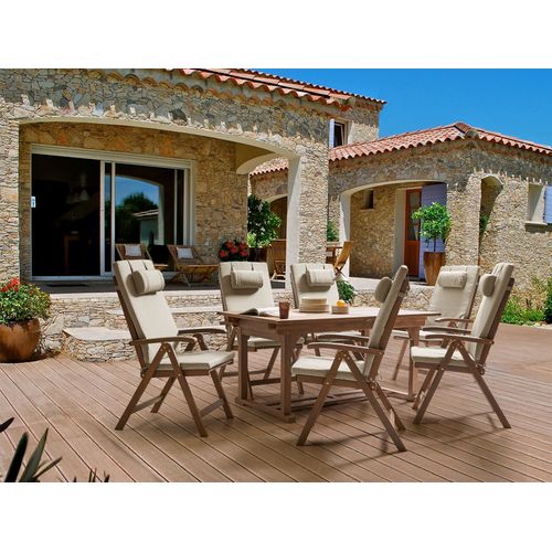 Salle à Manger De Jardin 6 Places Amantea Premium Acacia Taupe