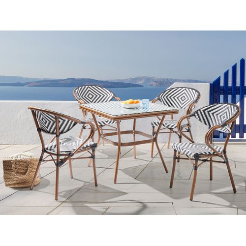 Table Bistrot Caspri 80 Cm 80 Cm Verre Noir/blanc