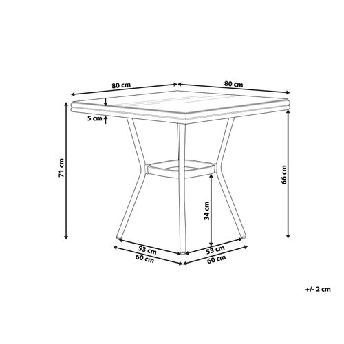 Table Bistrot Caspri 80 Cm 80 Cm Verre Noir/blanc