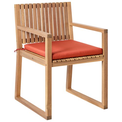 Lot De 2 Chaises De Jardin Avec Coussins Sassari Premium Bois D'acacia Certifié Rouge