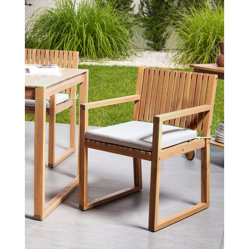 Lot De 2 Chaises De Jardin Avec Coussins Sassari Premium Bois D'acacia Certifié Gris Clair