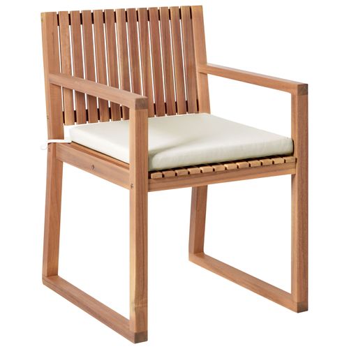 Lot De 2 Chaises De Jardin Avec Coussins Sassari Premium Bois D'acacia Certifié Beige Clair