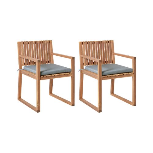 Lot De 2 Chaises De Jardin Avec Coussins Sassari Premium Bois D'acacia Certifié Mélange De Gris