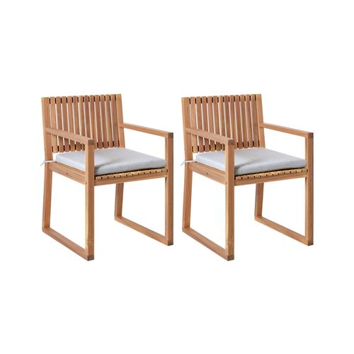 Lot De 2 Chaises De Jardin Avec Coussins Sassari Premium Bois D'acacia Certifié Mélange De Gris