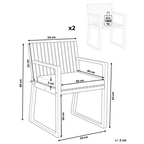 Lot De 2 Chaises De Jardin Avec Coussins Sassari Premium Bois D'acacia Certifié Mélange De Gris
