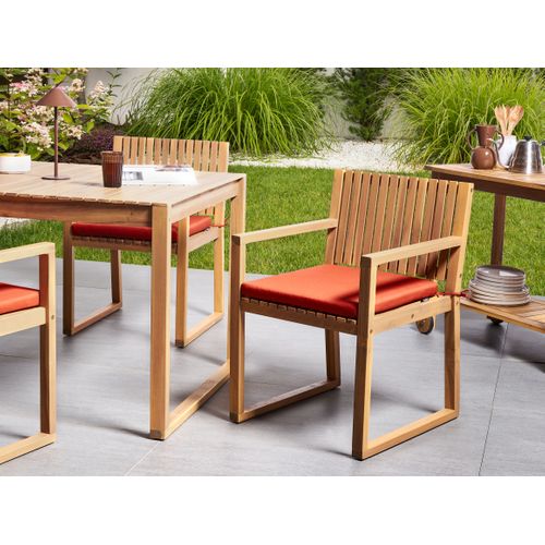 Salle à Manger De Jardin 8 Places Sassari Premium Avec Coussins Bois D'acacia Certifié Rouge