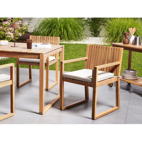 Salle à Manger De Jardin 8 Places Sassari Premium  Avec Coussins Bois D'acacia Certifié Beige Clair