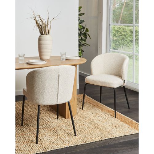 Lot De 2 Chaises De Salle à Manger Zana Bouclé Beige Clair