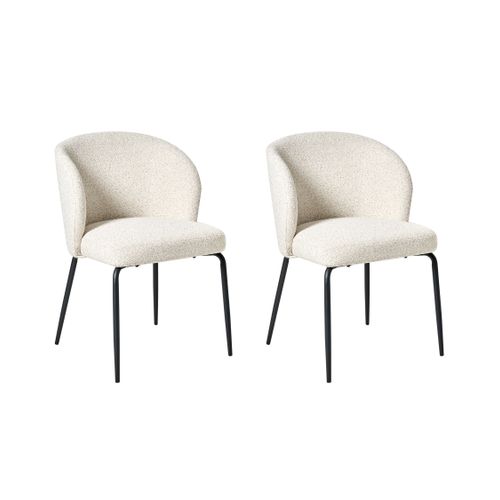 Lot De 2 Chaises De Salle à Manger Zana Bouclé Beige Clair