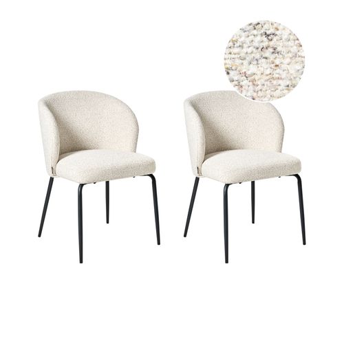 Lot De 2 Chaises De Salle à Manger Zana Bouclé Beige Clair