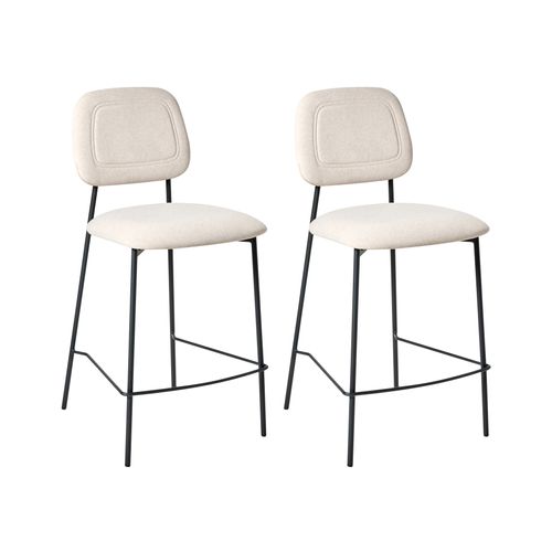 Lot De 2 Chaises De Bar Duette Velours Beige Clair