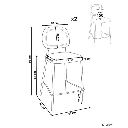 Lot De 2 Chaises De Bar Duette Velours Beige Clair