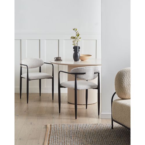 Lot De 2 Chaises De Salle à Manger Tanevik Tissu Blanc Cassé