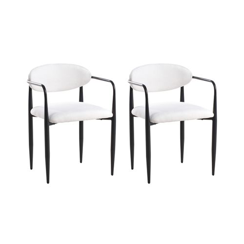 Lot De 2 Chaises De Salle à Manger Tanevik Tissu Blanc Cassé