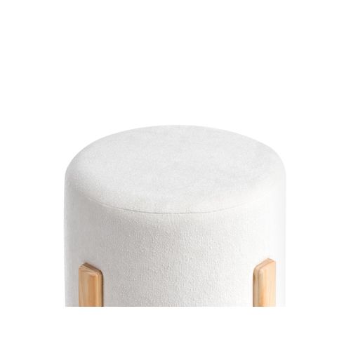 Pouf Terry Tissu Chenille Blanc Cassé