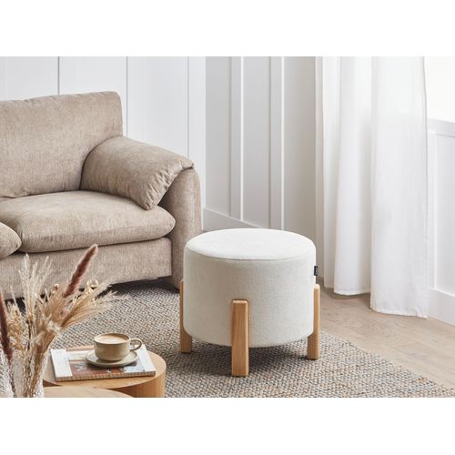 Pouf Terry Tissu Chenille Blanc Cassé