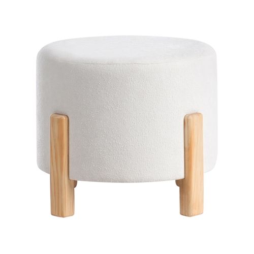 Pouf Terry Tissu Chenille Blanc Cassé