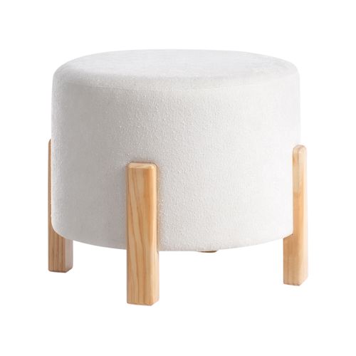 Pouf Terry Tissu Chenille Blanc Cassé