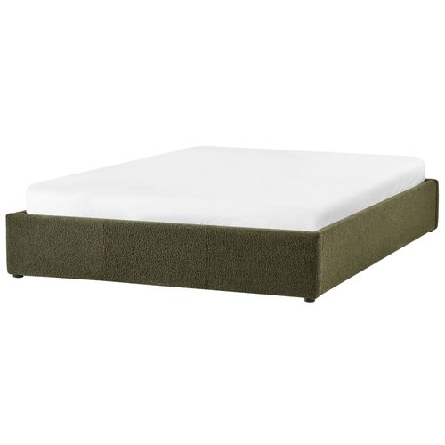 Lit Ottoman Sans Tête De Lit Bouclé Dinan 160 X 200 Cm Vert Foncé