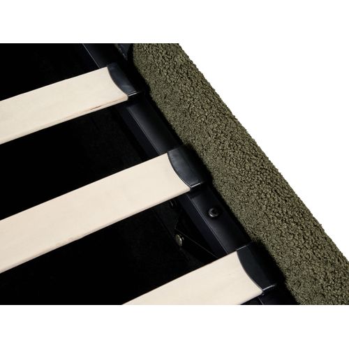 Lit Ottoman Sans Tête De Lit Bouclé Dinan 160 X 200 Cm Vert Foncé