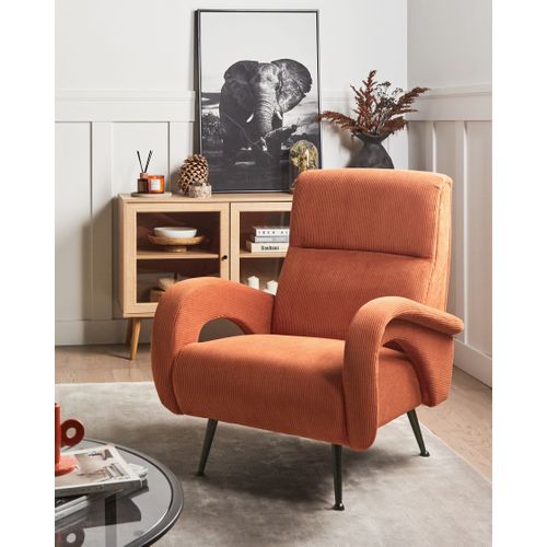 Fauteuil Svalov Velours Côtelé Orange