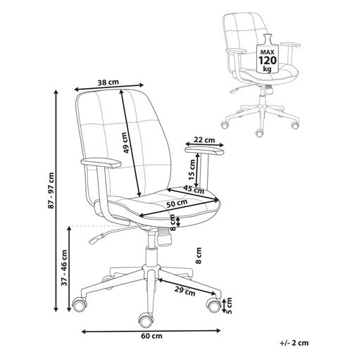 Chaise De Bureau Carlton Tissu Gris