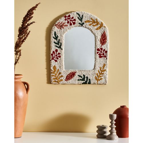 Miroir Kutaisi 40 Cm 50 Cm Coton Blanc Cassé