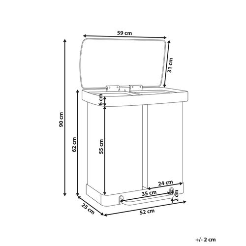 Poubelle à Double Pédale 60 L Ecosort Métal Blanc