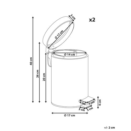 Lot De 2 Poubelles à Pédale 3 L Ecosmart Métal Blanc