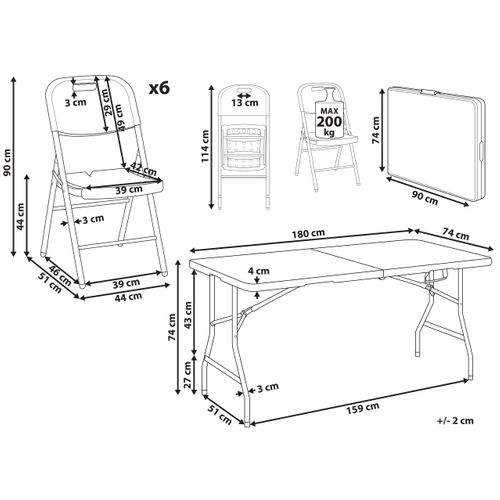 Salle à Manger De Jardin 6 Places Cugnoli Pliant Blanc