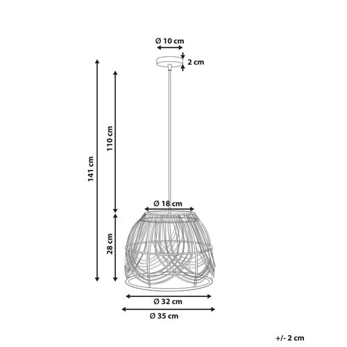 Lampe Suspension Postrero Rotin Naturel