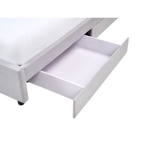 Lit Avec Tiroirs De Rangement Sans Tête De Lit Tissu Prades 140 X 200 Cm Gris Clair